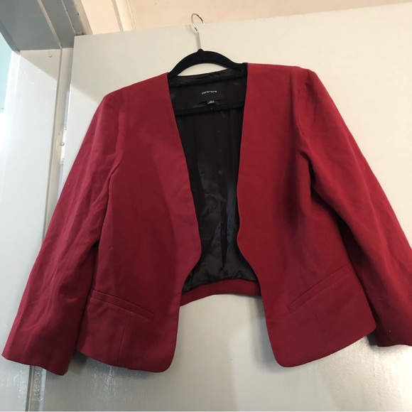 Crop Over coat Size 10 women’s open jacket dark red smart casual work - Picture 7 of 10